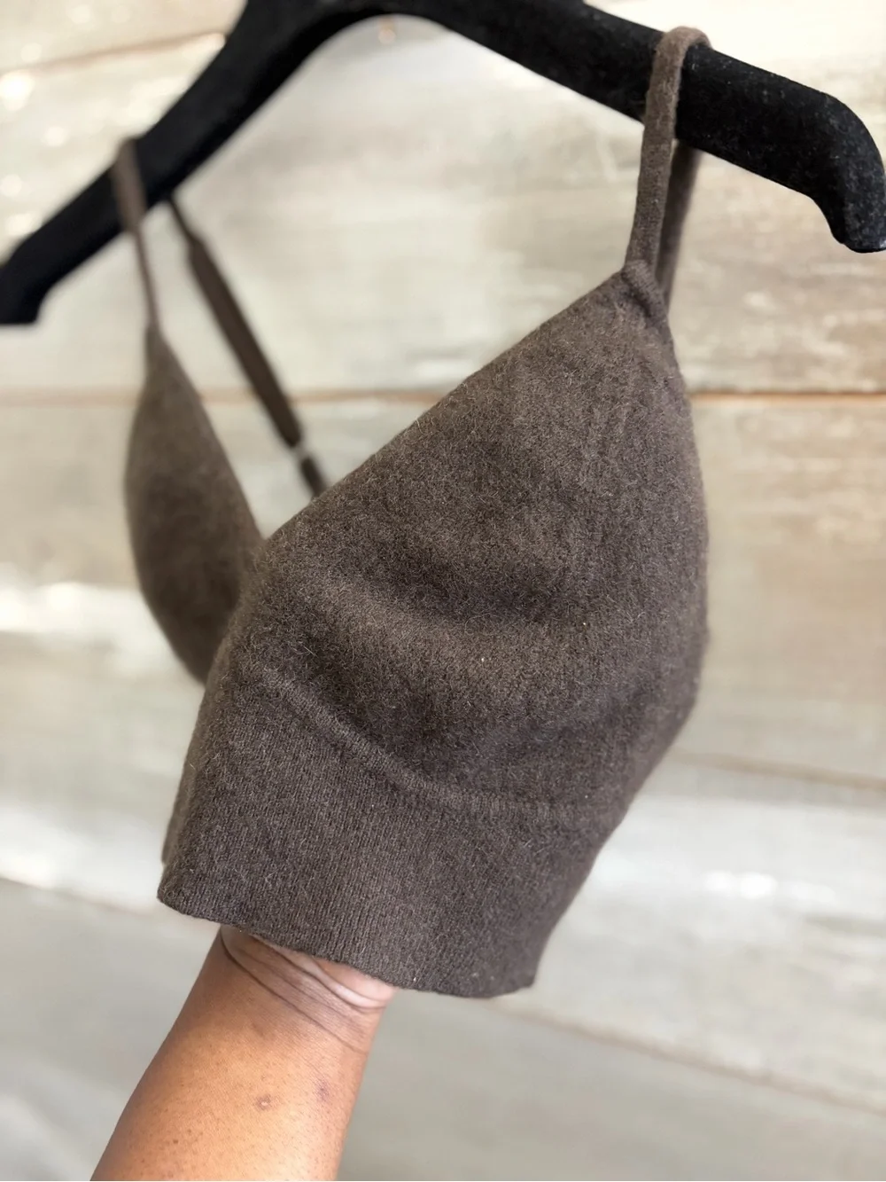 Alo Yoga Cashmere Jet Set Bra in Espresso